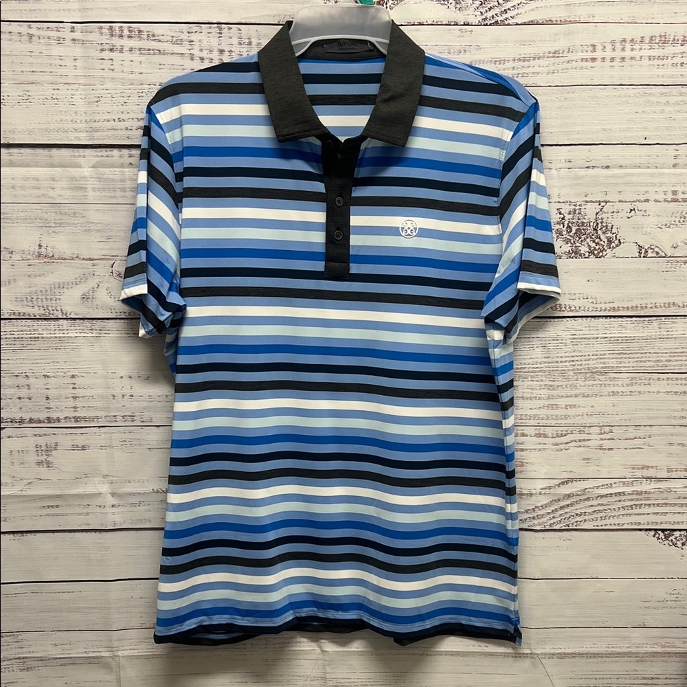 NWT G/FORE Striped Golf Shirt with Black Collar